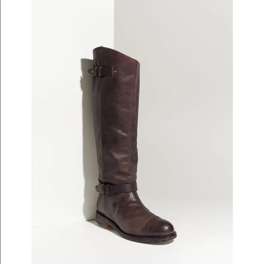Rag & Bone Abbey Tall Zip Up Riding Boots Dark Brown Leather Western Style Boots